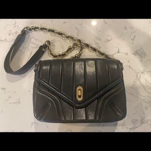 Rag & Bone Daria Black Leather Quilted Purse Shoulder Bag Gold Chain Strap EUC